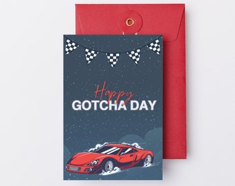 Gotcha Day Card - Celebrating Adoption in Style with a Car-themed Card - Digital Download - Print at Home!