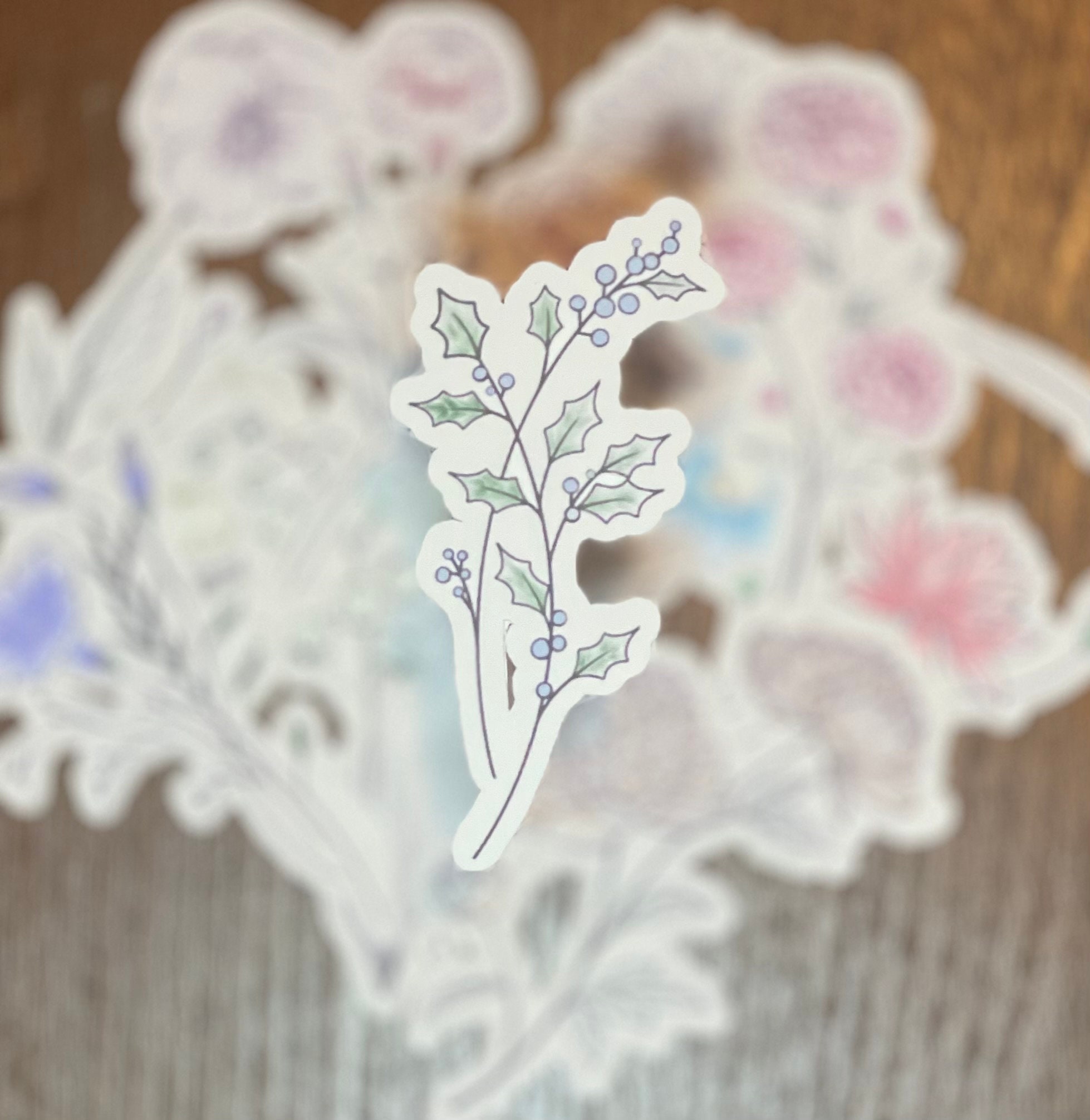 December Birth Flower Sticker: Narcissus and Holly – The Redheaded Camel
