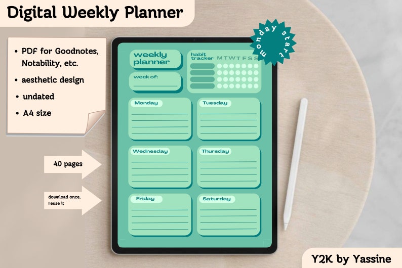 Organisational Diary System Example Digital + Weekly Planner BUNDLE, Productive Organization Journal ...