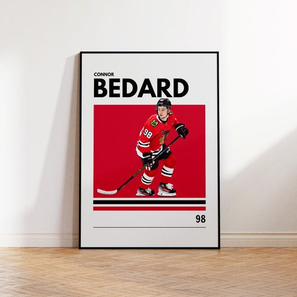 Connor Bedard Poster, Chicago Blackhawks Poster, NHL Poster, Hockey Poster, Sport Poster, Mid-Century Modern, Sport Schlafzimmer Poster