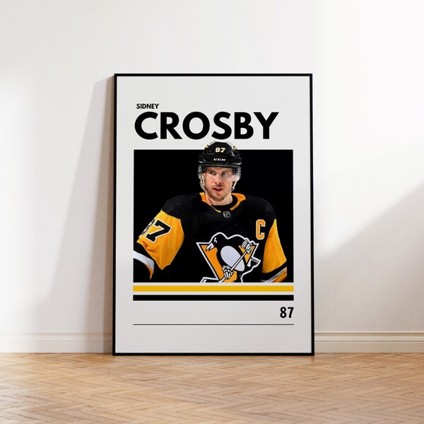 Sidney Crosby Poster, Pittsburgh Penguins, NHL Poster, Hockey Poster, Sports Poster, Mid-Century Modern, Sports Bedroom Posters