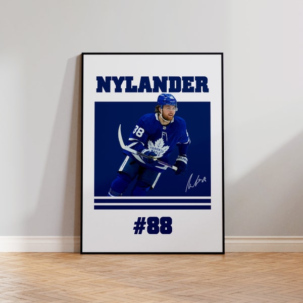 William Nylander Poster, Toronto Maple leafs Gift, NHL Poster, William Nylander Gift, Sport Gift, Hockey Prints, Hockey Poster, NHL Wall Art
