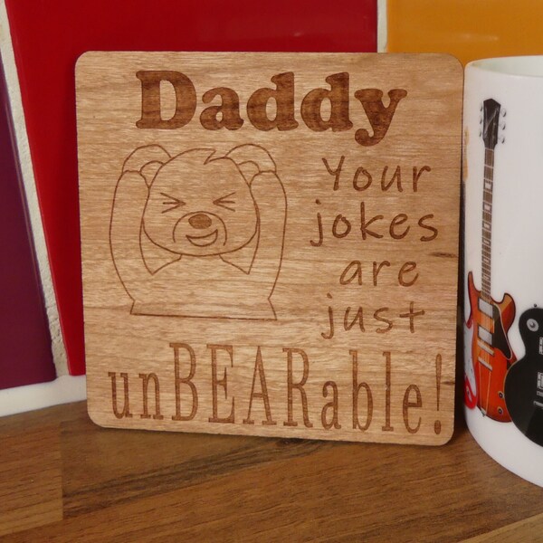 Personalised Mum or Daddy Coaster | Slate or Wood | Laser engraved