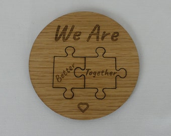 Puzzle Piece Wooden Coaster & Ornament | Laser Engraved