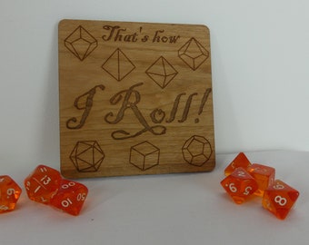 Dungeon and Dragon Dice Coaster | Wood or Slate | Laser Engraved