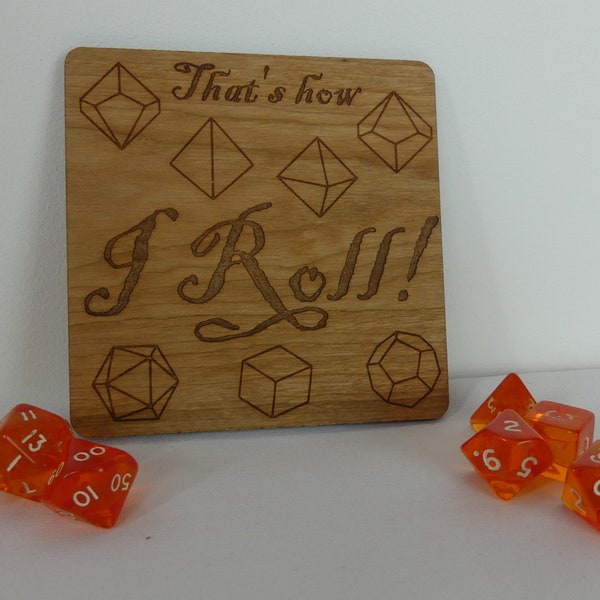 Dungeon and Dragon Dice Coaster | Wood or Slate | Laser Engraved