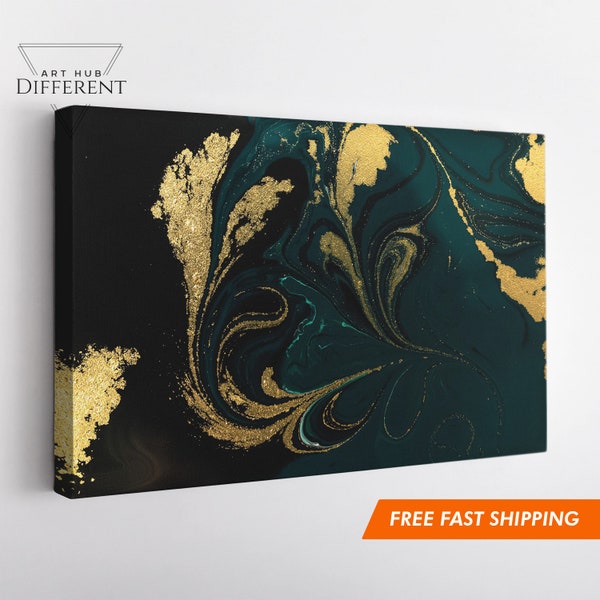Black and Gold Abstract Art - Etsy