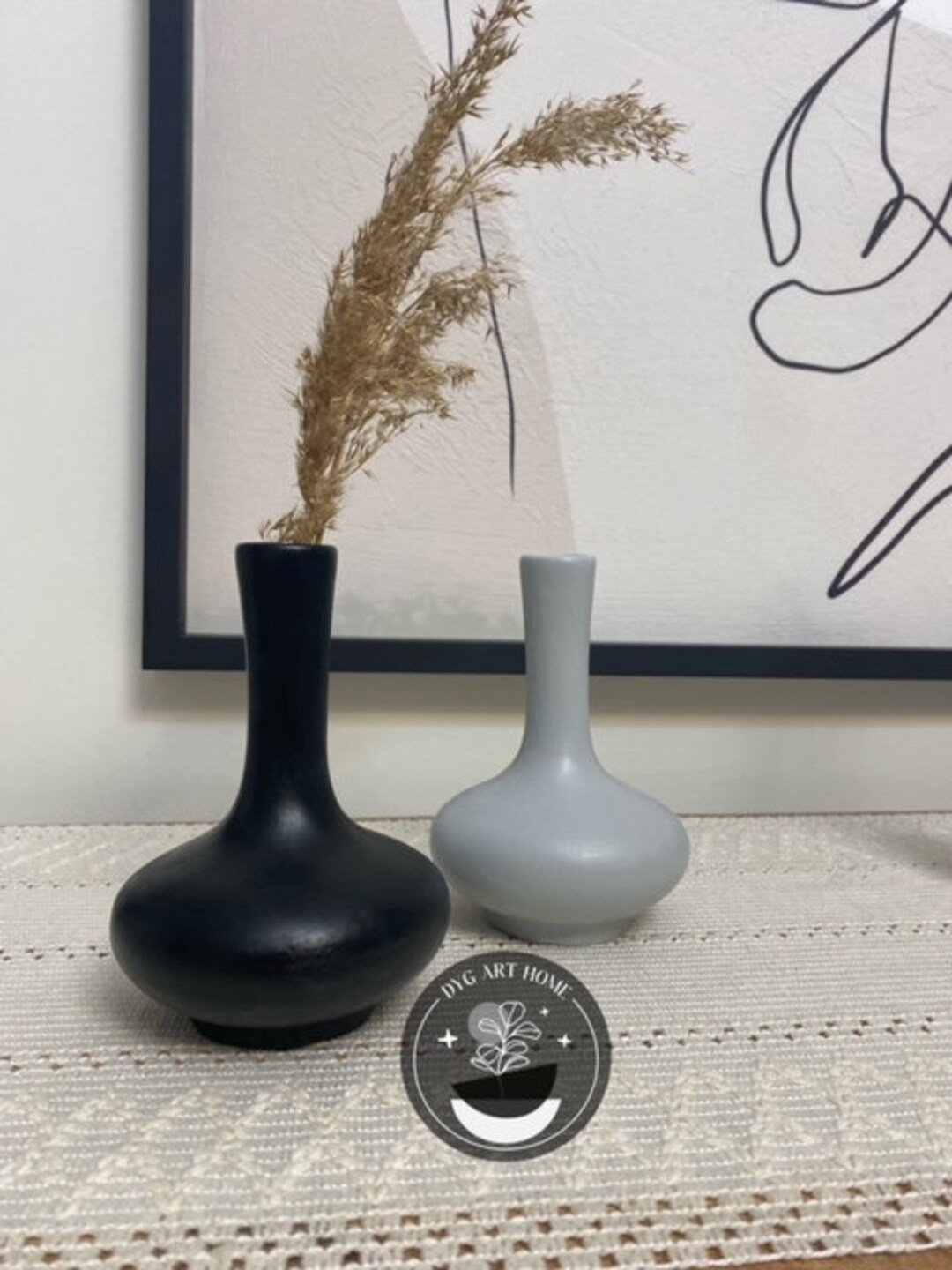 Set of Two Small Vase, Black and Gray Vase Set, Home Decoration Products - Etsy