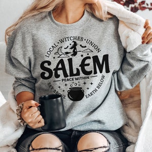 Salem Local Witches Unisex Crewneck Sweatshirt, Cute Witch Sweatshirt, Spooky Season Halloween Sweatshirt