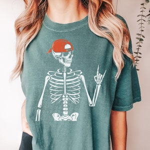 Rocker Skeleton Comfort Colors Graphic Shirt, Skeleton Halloween Shirt, Cool Skeleton Tee, Cute Fall Tee