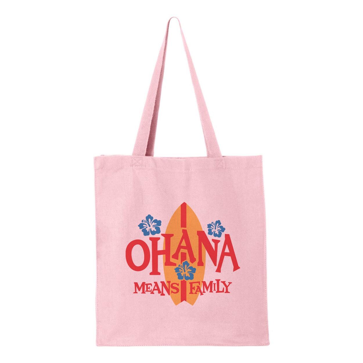 Surfboard Ohana Means Family Canvas Tote Bag, Hawaiian Vibes