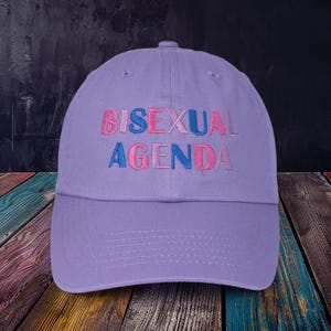 Bisexual Agenda Embroidered Dad Hat, Cute Bisexual Pride Dad Hat, Queer LGBTQ Baseball Hat, Gift For Bestie