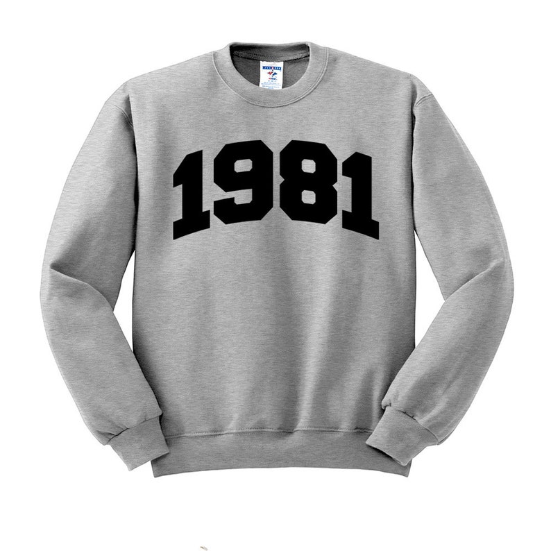 1981 Block Font Unisex Crewneck Sweatshirt, Birth Year 1981 Graphic