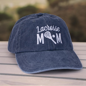 Lacrosse Mom Embroidered Pigment Dyed Hat, Cute Lacrosse Mom Dad Hat, Cute Lacrosse Hat