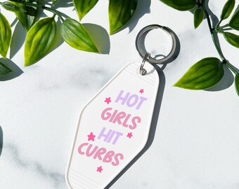 Hit Curbs Motel Keychain, Retro Hot Girls Style Car Gift