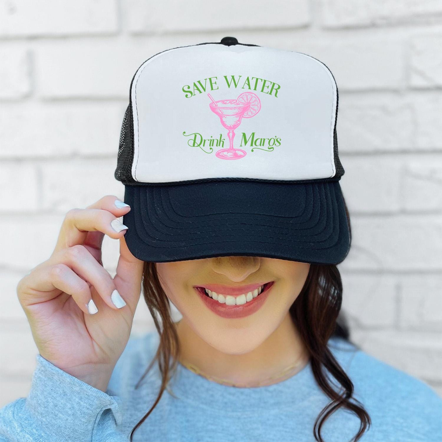 Patched up brand new green trucker hat for margarita queens and beach girls 2024-12-03Martin_s-merch-4492.  main image 2