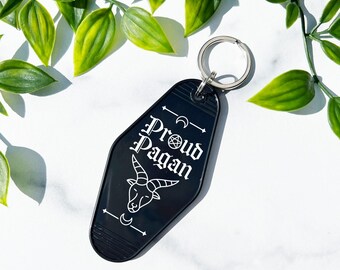 Proud Pagan Motel Keychain, Witchy Gift