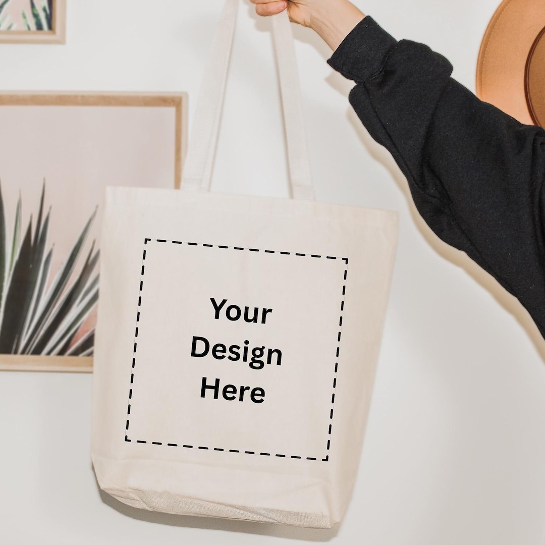Your Custom Logo Design Upload Canvas Tote Bag | Personalized Canvas ...