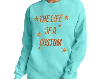 The Life of A Custom Text Faux Glitter Comfort Colors Crewneck, In My Showgirl Era, Showgirl Sweatshirt, Personalized Crewneck