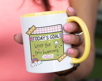Keep The Tiny Humans Alive Coffee Mug, Cute Motivational Educator Mug, Teacher Appreciation Day School Gift