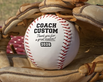 Custom Coach "Thanks for a Great Season" 2026 Baseball Ball | Baseball Coach Gift, Team Appreciation Gift, Personalized Baseball Keepsake