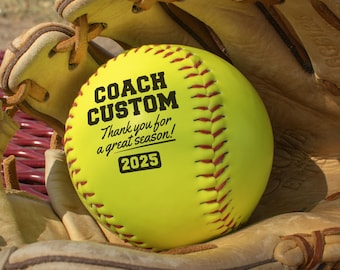 Custom Coach &quot;Thanks for a Great Season&quot; 2025 Softball Ball | Softball Coach Gift, Team Appreciation Gift, Personalized Softball Keepsake