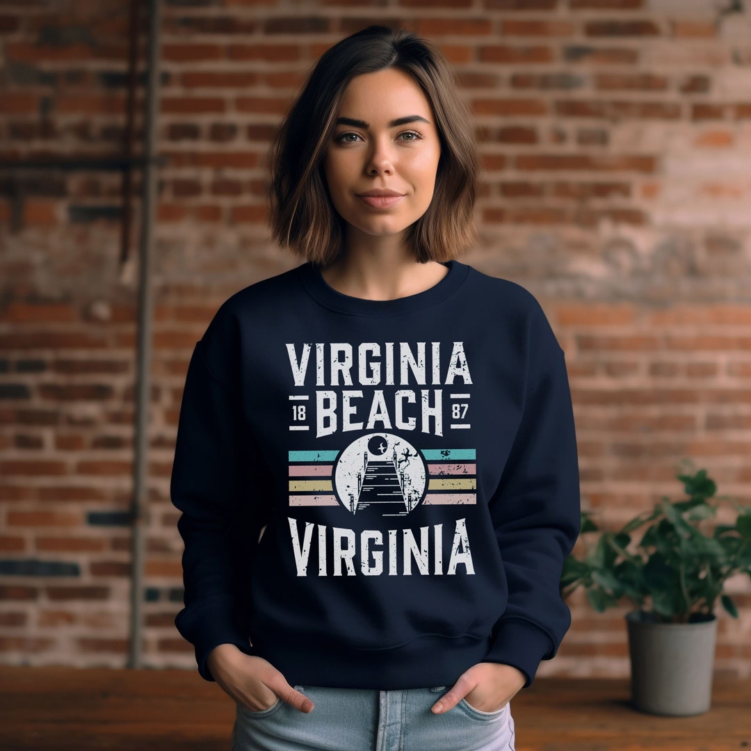 Sweatshirt College Américain Virginia Beach - Coupe Classique, Col Tissé - 241 G