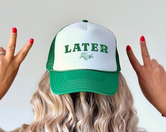 Distressed Later Alligator Trucker Cap, Funny Distressed Women's Hat, Cute & Trendy Mesh Cap, Retro Style Gift