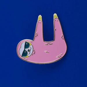 Chill Pink Sloth Enamel Pin | Clearance | Cute Lazy Animal Pin | Relaxed Sloth Lapel Pin | Fun Gift for Sloth Lovers & Cute Pin Collectors