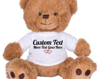 Custom Text Stuffed Bear, Cute Personalized Birthday Anniversary Gift Present Stuffed Animal, Prom Bear, Homecoming Bear, Valentine&#39;s Day