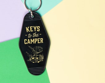 Keys To The Camper Motel Keychain, Cute Retro Style Keychain Gift, Housewarming Gift Reminder Camper RV Camping Keychain