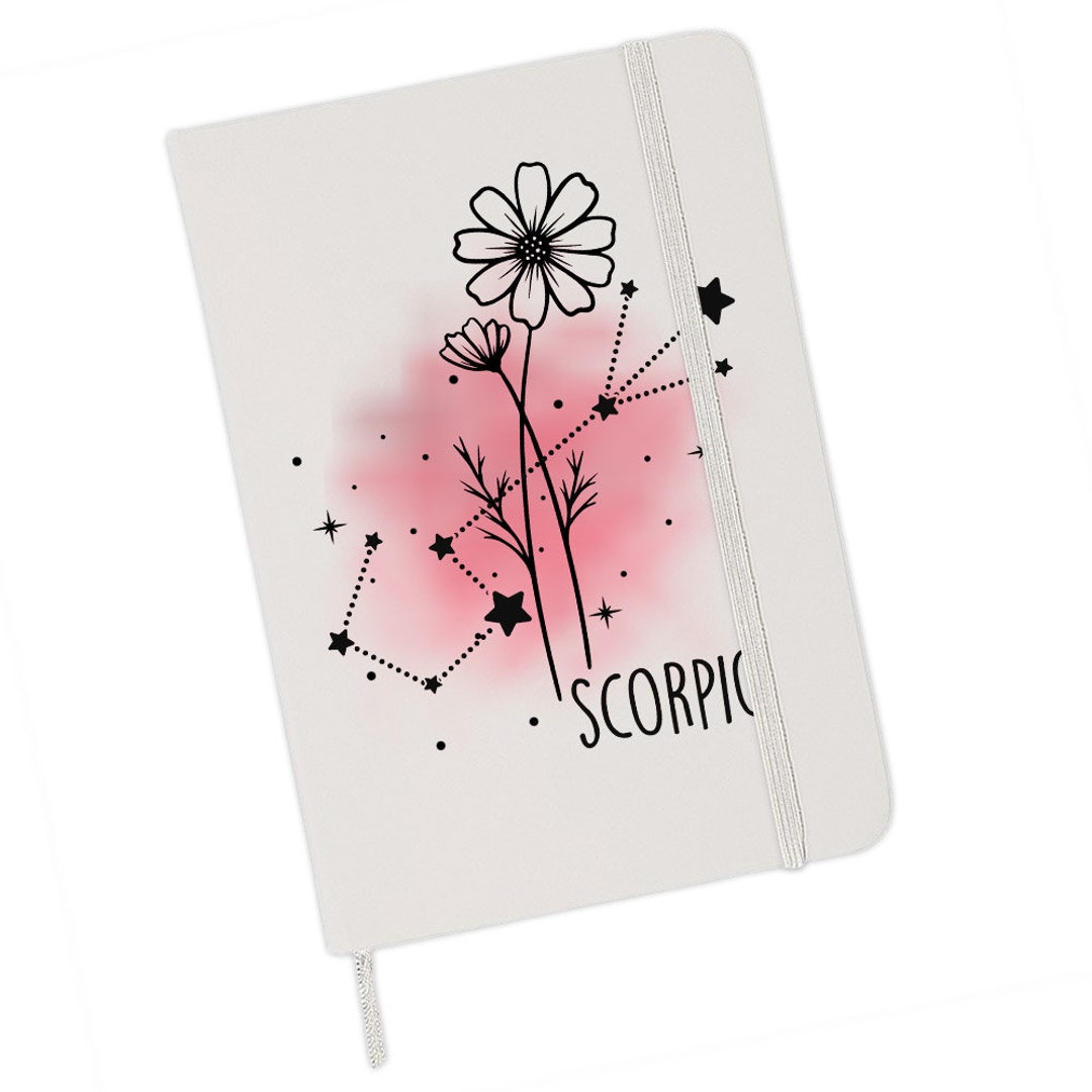 Flower Scorpio Journal, Zodiac Sign Gift, Cute Gift for Friend