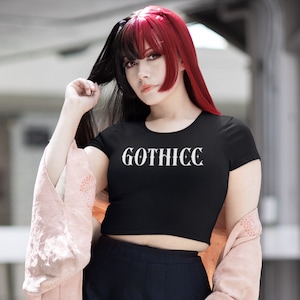 Gothicc Baby Tee, Cute Goth Girl Streetwear Style Baby Fit Shirt, Baby Crop Tee, Curvy Goth Girl Shirt