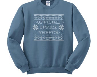Official Office Yapper Office Christmas Crewneck Sweatshirt, Happy