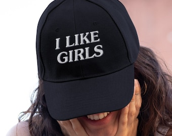 I Like Girls Embroidered Dad Hat, Cute Lesbian Bisexual Pride Dad Hat, Queer LGBTQ Baseball Hat, Gift For Bestie