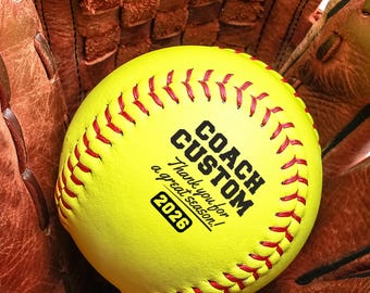 Custom Coach "Thanks for a Great Season" 2026 Softball Ball | Personalized Thank You Season Keepsake Ball