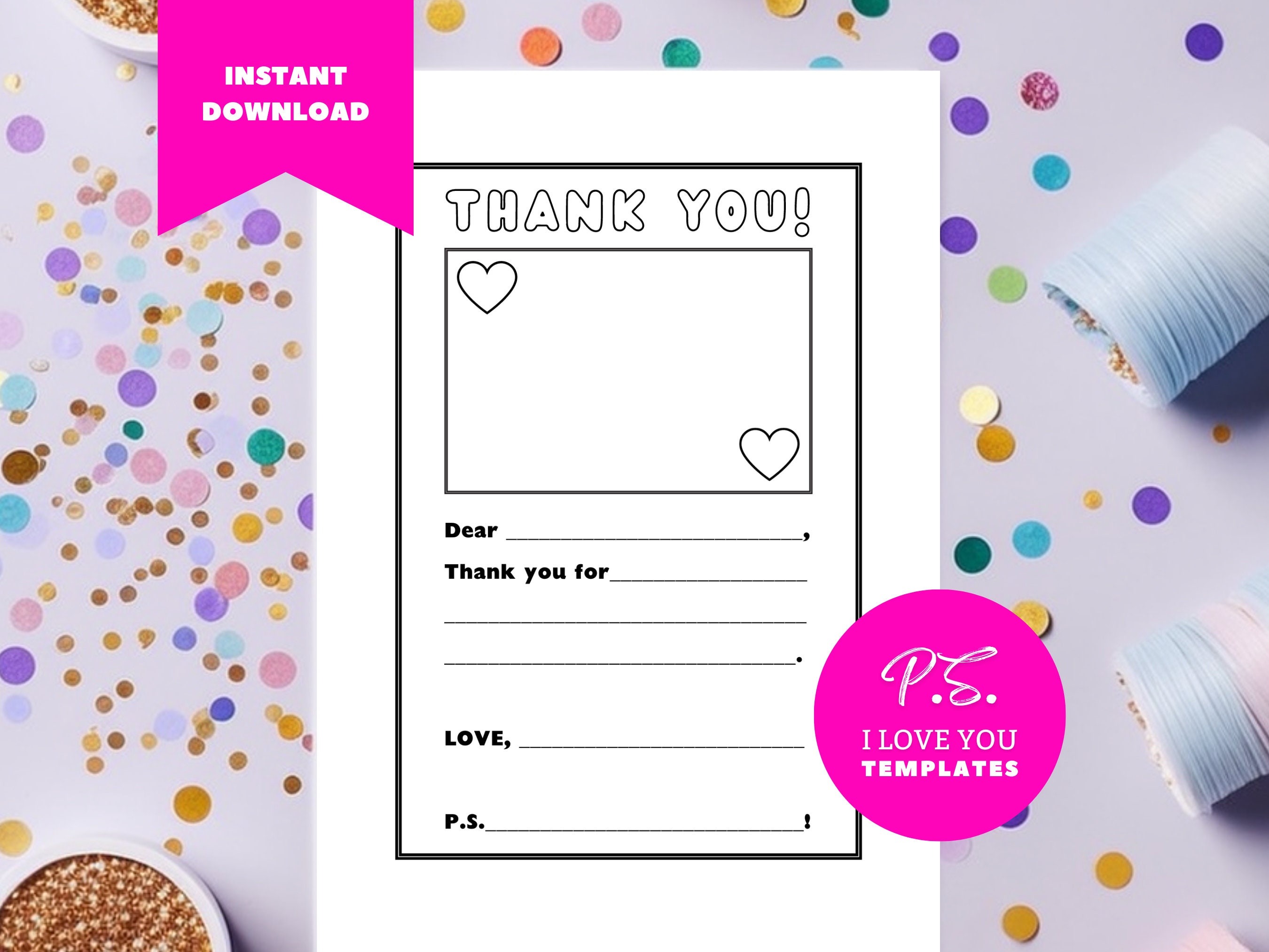 Kids Thank You Letter Template, Kids Thank You Letter Fill-in, Holiday ...