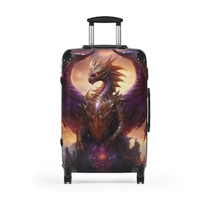 Lila Fantasy Dragon Koffer, einzigartiges Gepäck für Reisende, stilvolle Reisetasche, Dragon Artwork, perfekt für Abenteuerliebhaber
