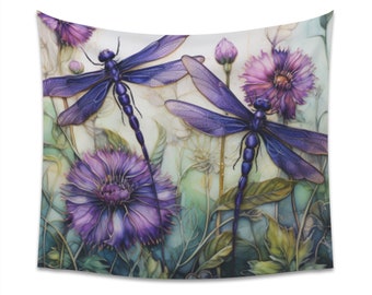 Purple Dragonfly Printed Wall Tapestry