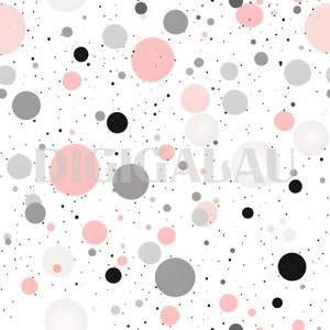 Cute Pink Grey Gray Polka Dot Dots Polkadot Colourful Digital Paper Seamless Pattern Graphic Design Background Commercial or Personal Use