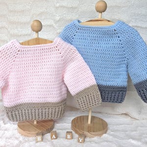 Pink or Blue handmade baby sweaters, crochet for boys or girls