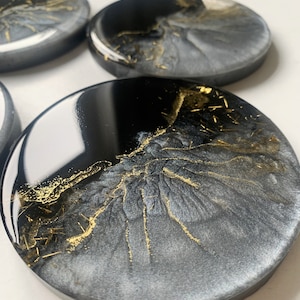 Black and Grey Coaster with Gold Flake
