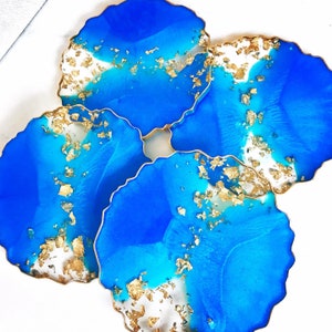Pearl blue with golden flakes coasters