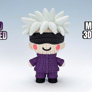 Gojo Satoru – Figura artesanal de PLA estilo crochet inspirada en el anime |