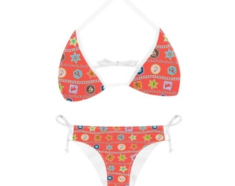 Beach Vibes Bikini, zweiteiliger Badeanzug, String-Bikini, 2-teilig, Damen-Badeanzug, Damen-Badeanzug, zweiteiliger Damen-Bikini