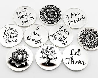 Affirmation Coin Schlüsselanhänger: Laser Gravierte Metall Motivation