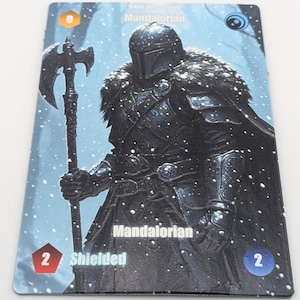 3D Printed Mandalorian Token for Star Wars Unlimited SWU, Textured UV Print Custom Card, Viking Norse Shielded Ground Unit, Prem TCG Upgrade