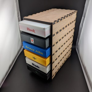 Collection Bookshelf with all the boxes (Boxes are double sided so you can choose Icon or name to show).
Bookshelf requires assembly.