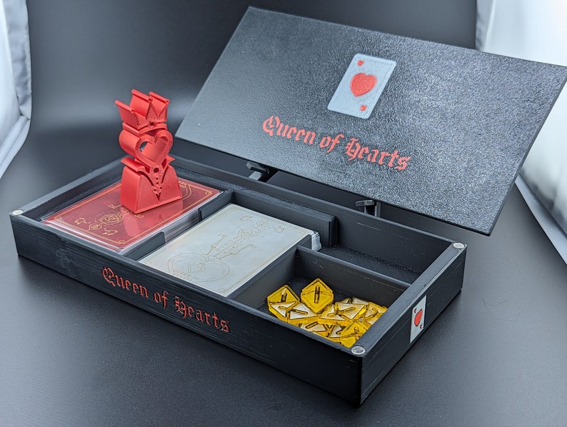 Queen of Hearts box and Marker shown with type C tokens.
"Almost complete" does not include acrylic tokens.
Game shown for demonstration purposes only, listing does not include a copy of the game.