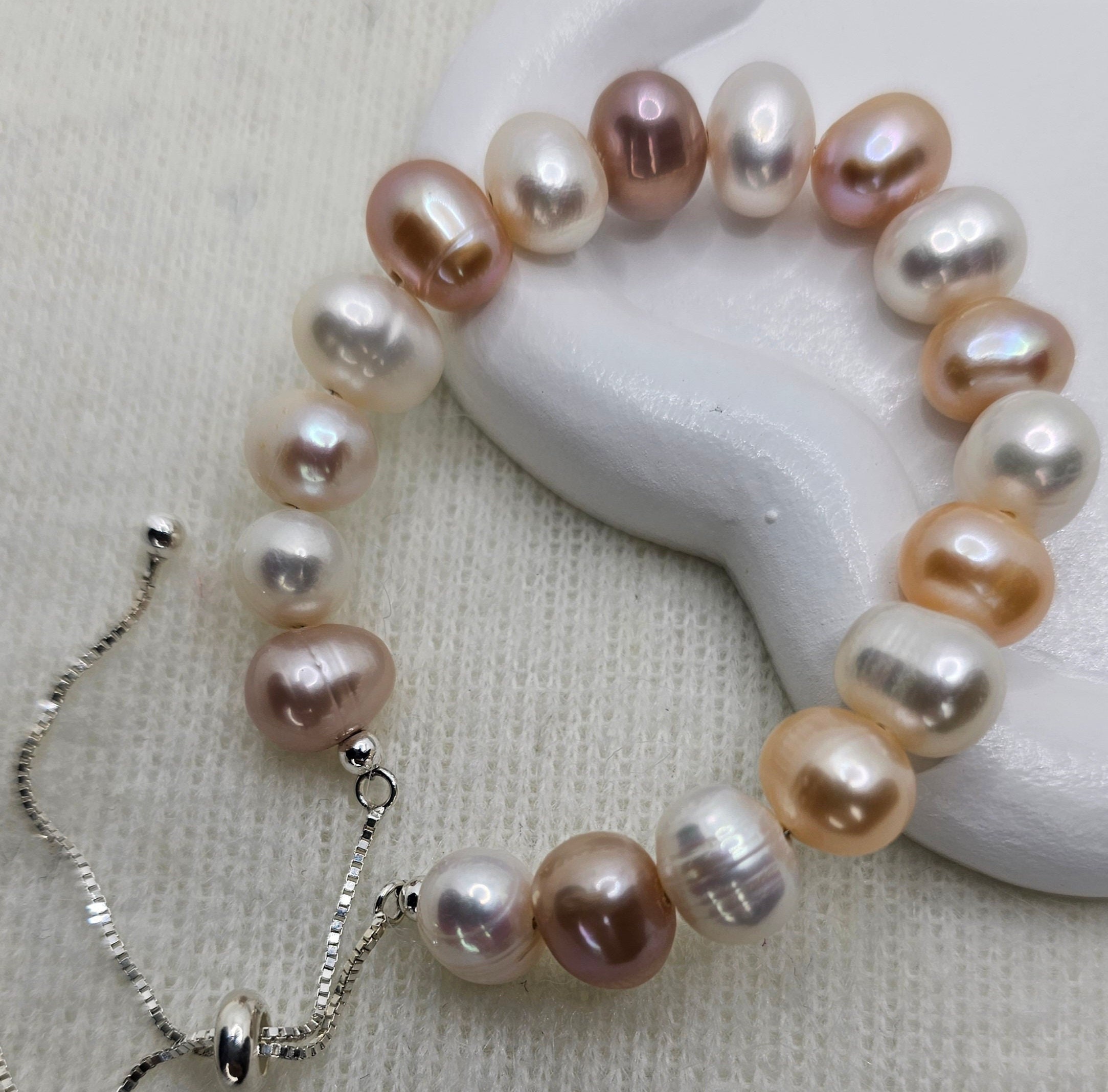 Freshwater Pearl Bead Charms - Pastel Pearl Beads in Mint Peach Cream